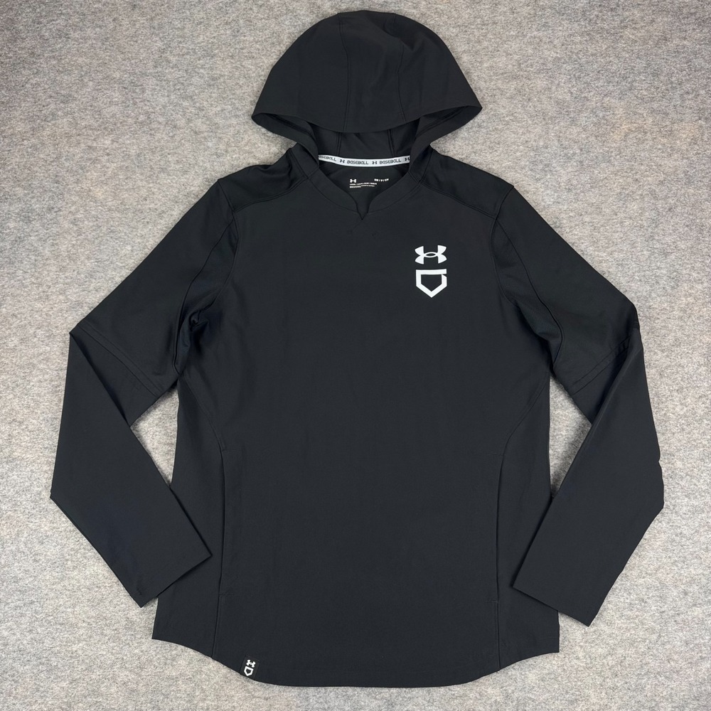 Under Armour Baseball Cage Hooded Jacket Pullover Loose Black Mens Small S